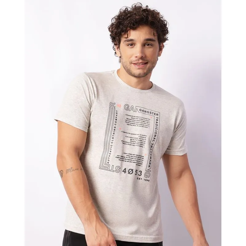 Camiseta Masculina Gangster Manga Curta Cinza P