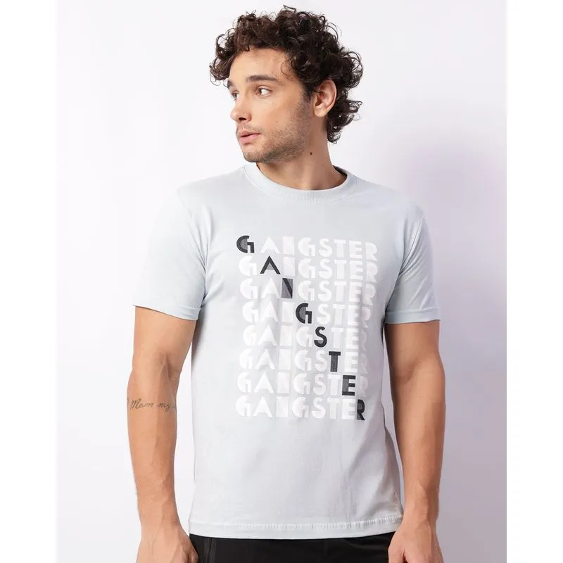 Camiseta Masculina Gangster Manga Curta Azul M