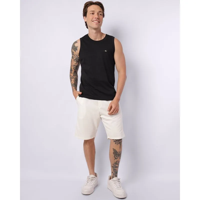 Bermuda Masculina Reta Moletinho com Bolsos Off White P