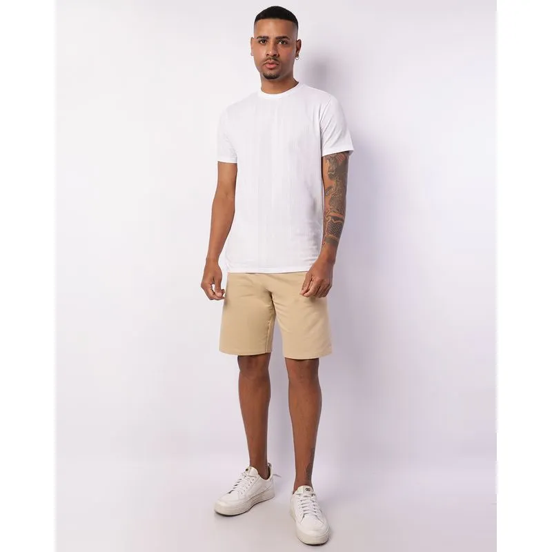 Bermuda Masculina Moletinho com Cordão Bege GG