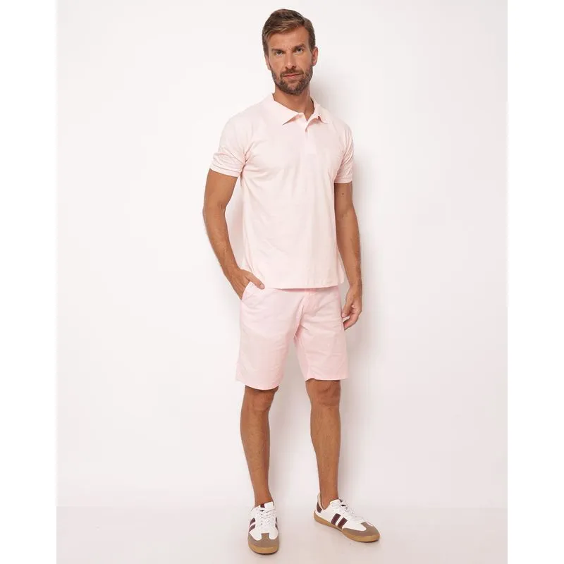 Bermuda Sarja Masculina Reta com Bolsos Rosa 48