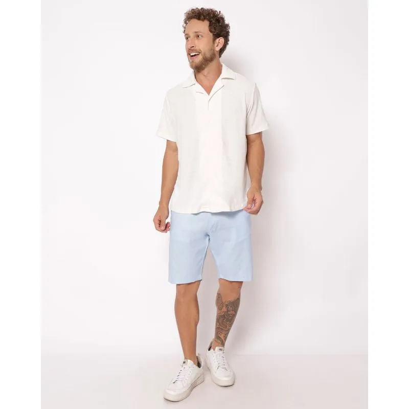 Bermuda Sarja Masculina Reta Azul 52