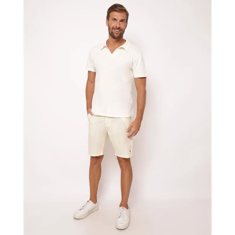 Bermuda Sarja Masculina Reta com Bolso Amarelo 50