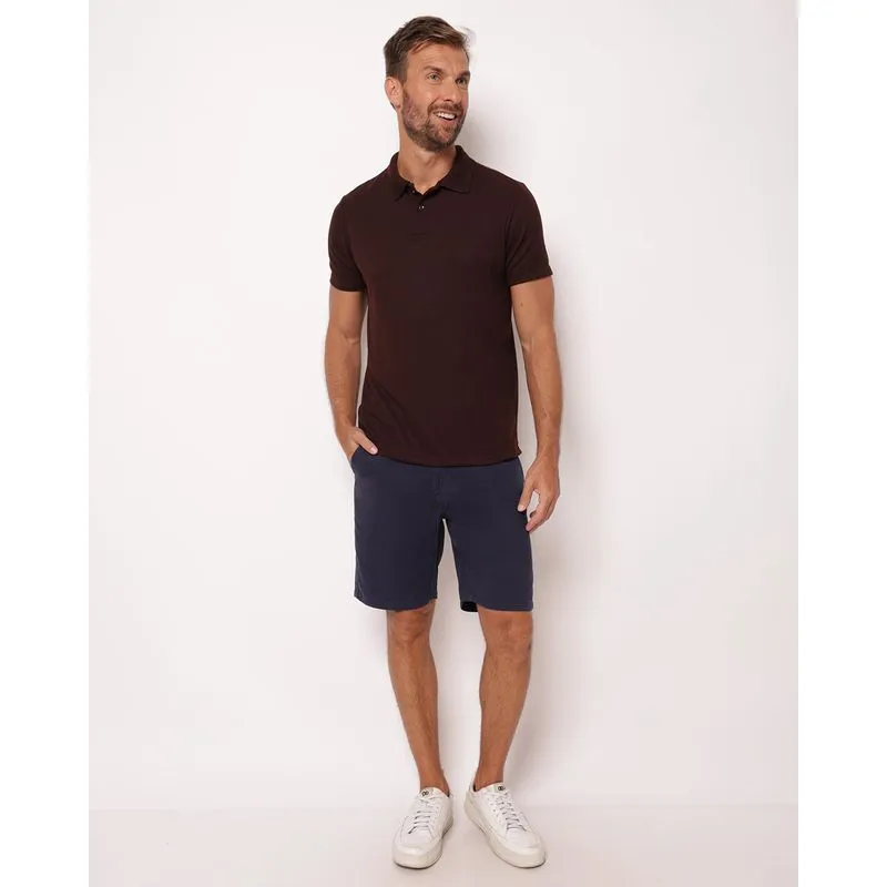 Bermuda Sarja Masculina Reta com Bolsos Embutidos Marinho 40