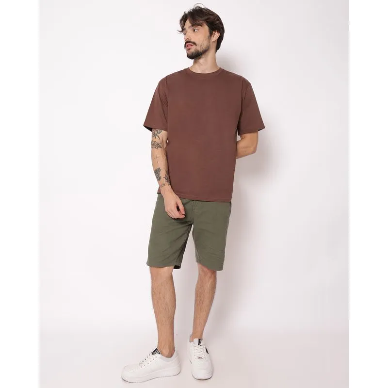 Bermuda Sarja Masculina Reta com Bolsos Embutidos Verde 54