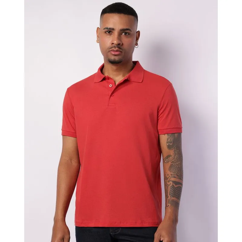 Camisa Polo Masculina Básica Coral P