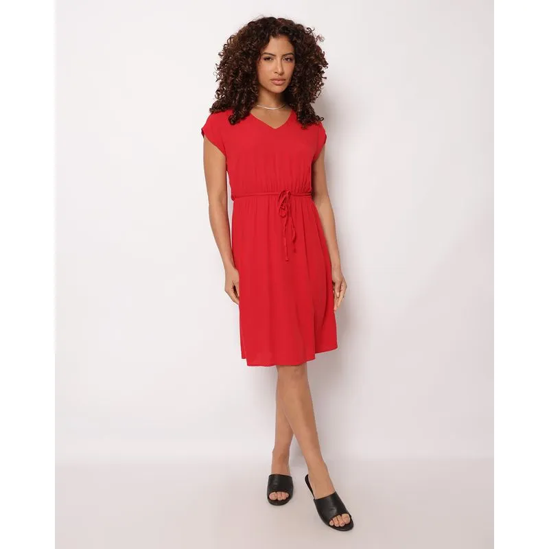 Vestido Feminino Berry & Co. Curto Viscose com Elástico Vermelho G