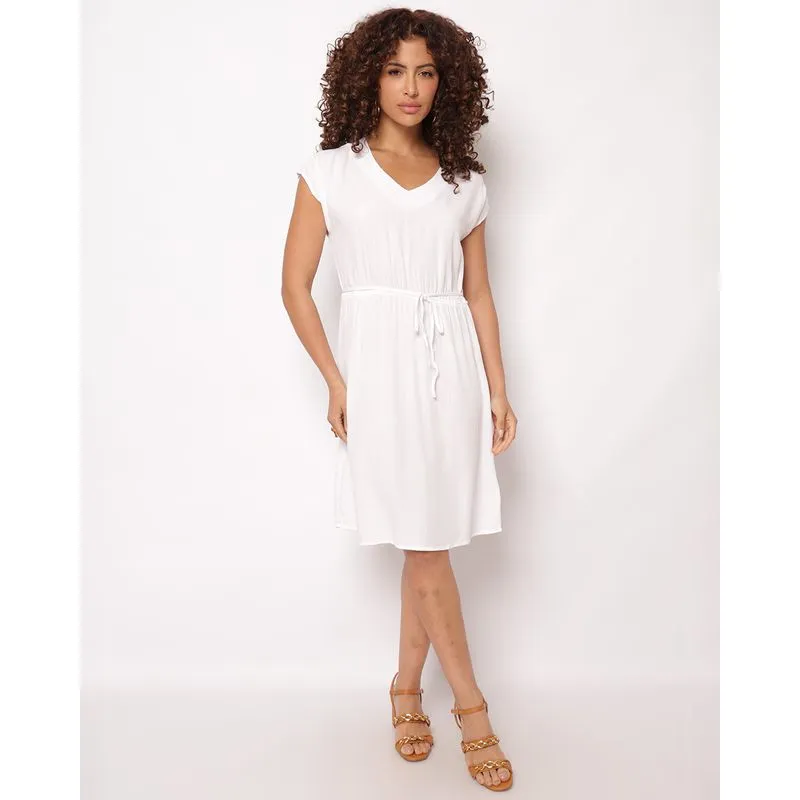 Vestido Feminino Berry & Co. Curto com Amarração Branco GG