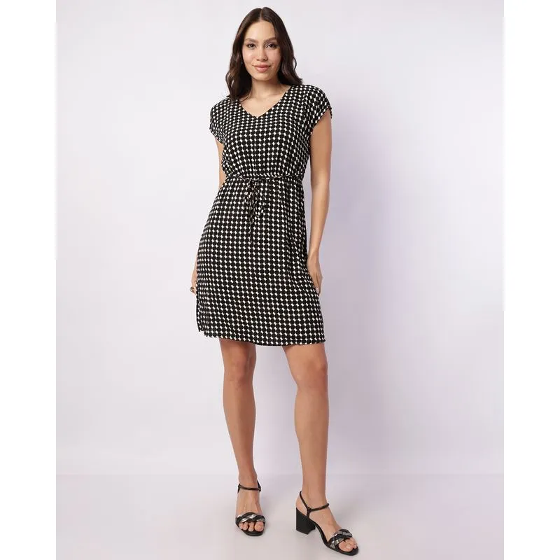 Vestido Feminino Berry & Co. com Amarração Estampado Preto G