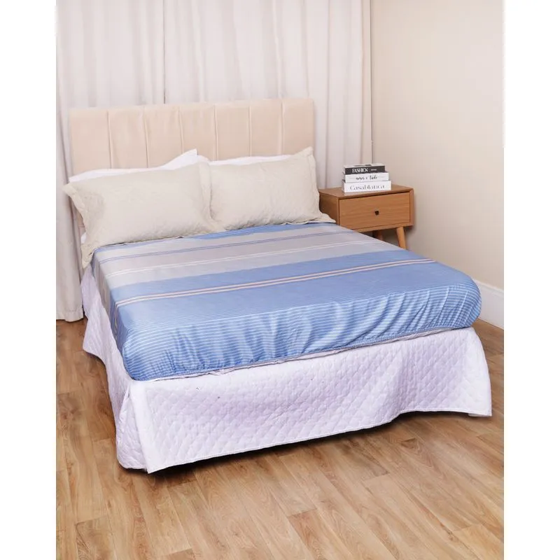 Lençol Casal Avulso Arte & Cazza Com Elástico Estampado Azul UN
