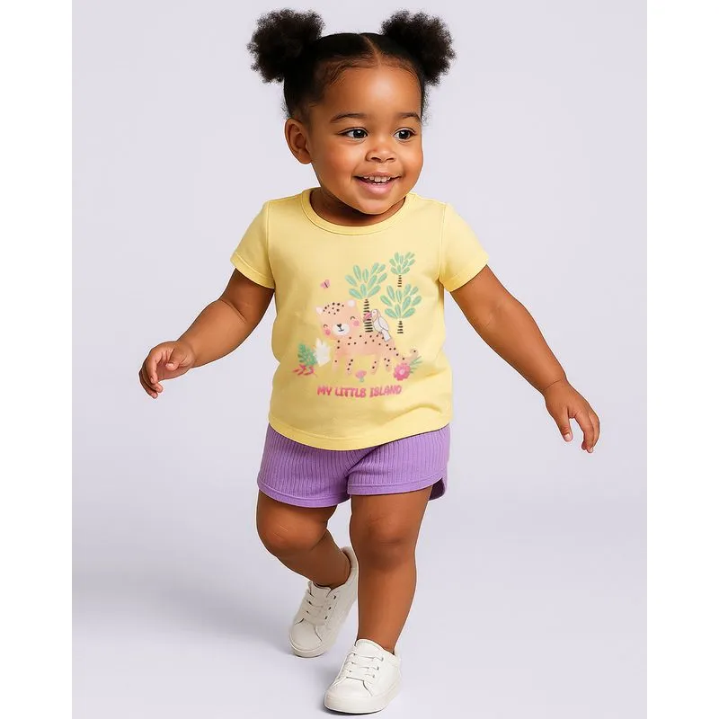 Camiseta Bebê Algodão com Estampa Tigre Amarela 2
