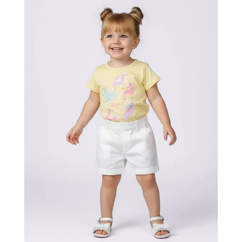 Camiseta Bebê Estampa Unicórnio com Glitter Amarela 3