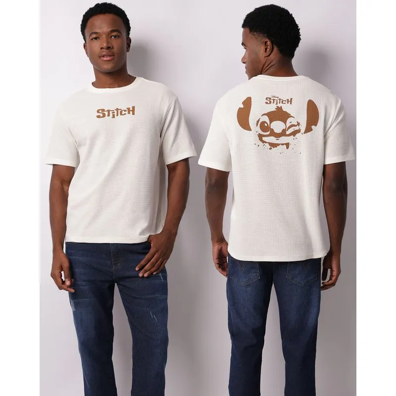 Camiseta Masculina Disney Stitch Texturizada Off White GG