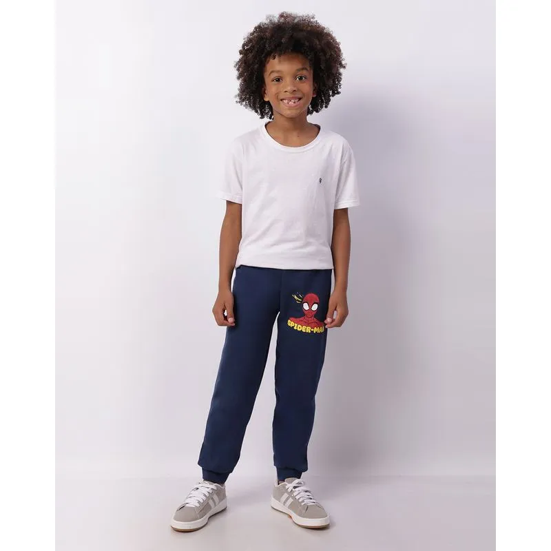 Calça Moletom Infantil Jogger Marvel Homem Aranha Marinho 12
