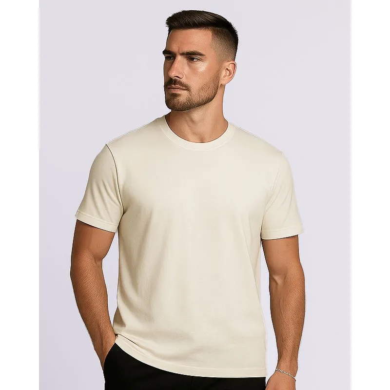 Camiseta Masculina Algodão Peruano Básica Off White M