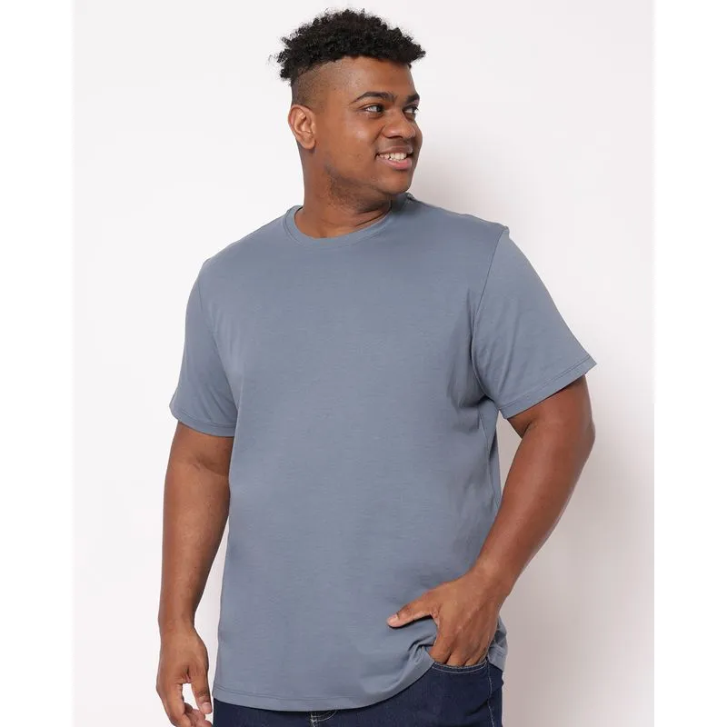 Camiseta Plus Size Masculina Algodão Peruano Azul G5