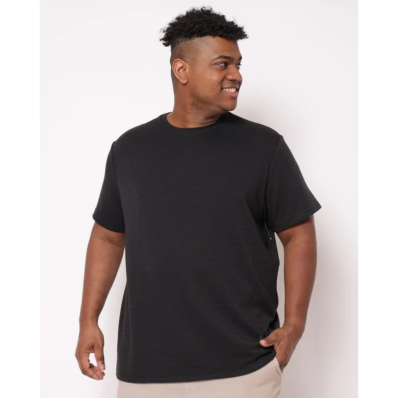 Camiseta Plus Size Masculina Jacquard Texturizada Preta G4