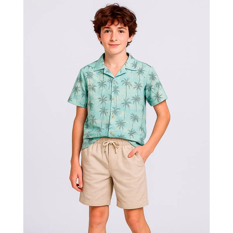 Conjunto Juvenil Curto Estampado Texturizado Verde 16