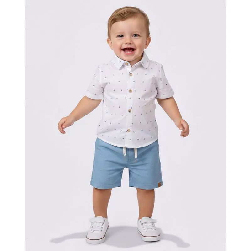 Conjunto Bebê Estampado Barquinho Branco 2