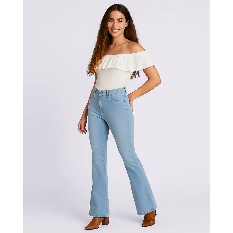 Calça Jeans Feminina Flare Azul 42
