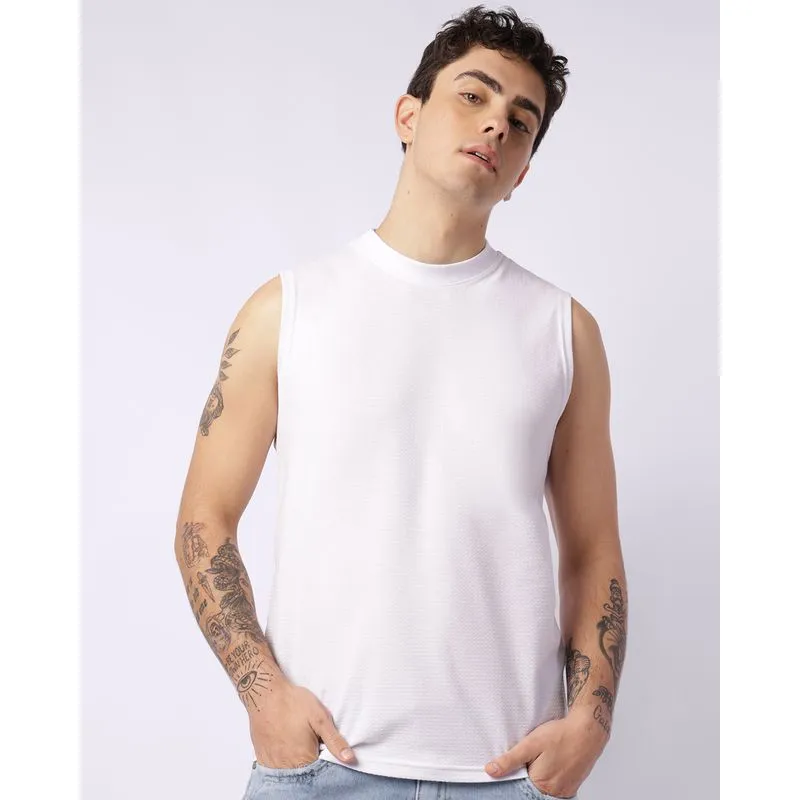 Regata Masculina Básica Texturizada Branca GG