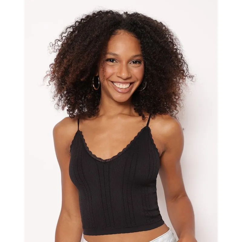 Blusa Feminina Sem Costura Alcinha Texturizada Preta M
