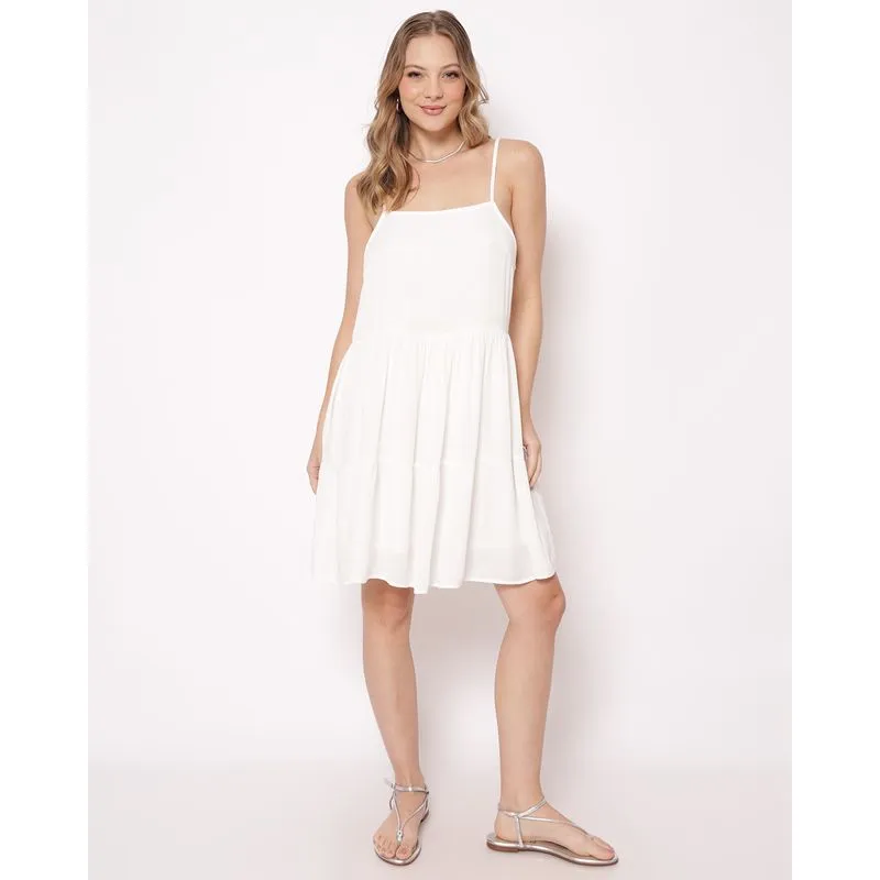 Vestido Feminino Curto Algodão Crinckle Lurex Branco M
