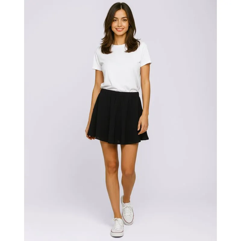 Short Saia Feminino Viscose Preto M