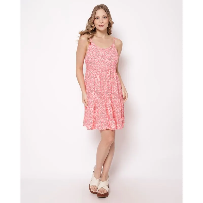 Vestido Feminino Curto Viscose Três Marias Estampado Rosa PP