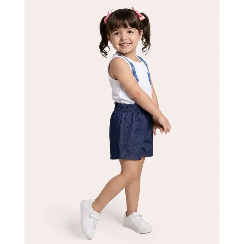 Short Bebê Liocel Paper Bag com Bolsos Azul 3