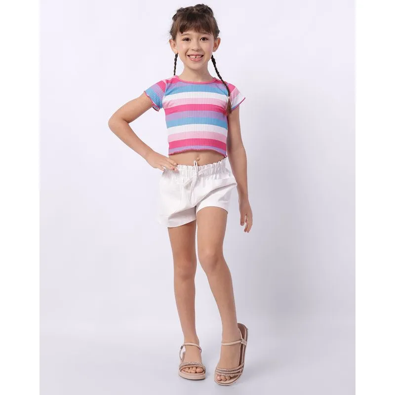 Short Infantil Paper Bag com Cordão Branco 8