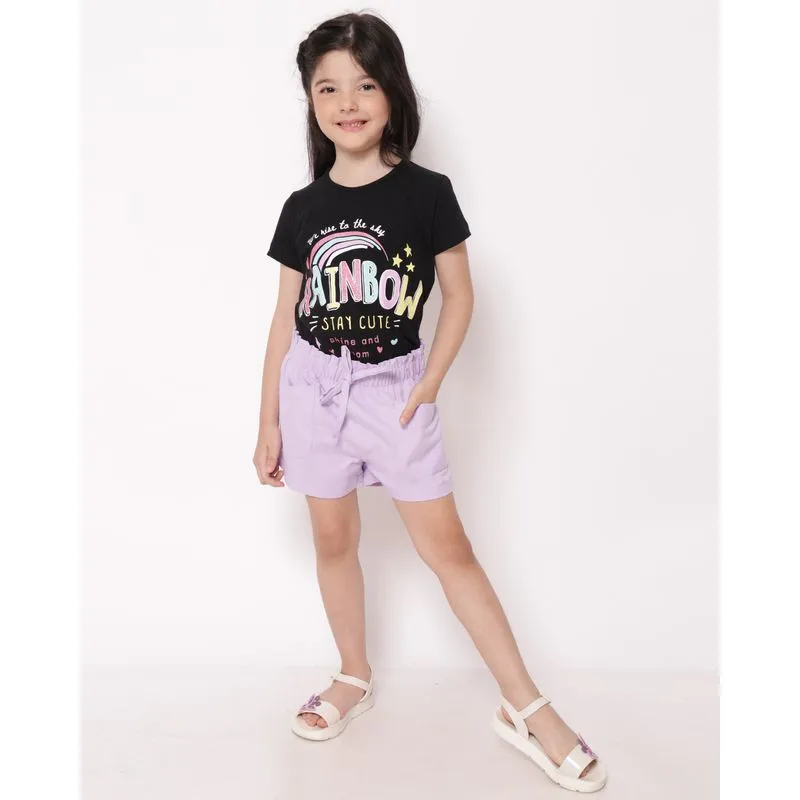 Short Sarja Infantil Paper Bag Lilás 16
