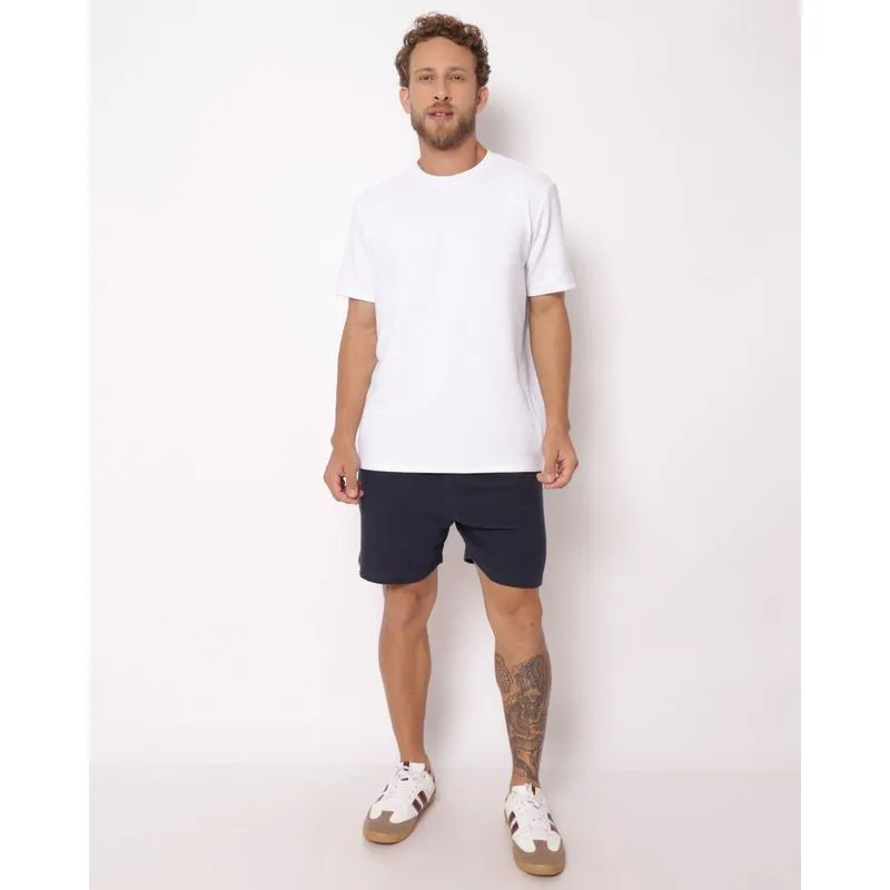 Bermuda Masculina Reta Algodão Texturizada com Bolsos Marinho G