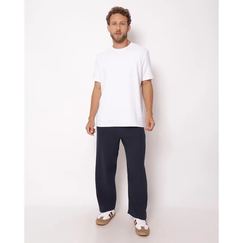 Calça Masculina Algodão Texturizada Marinho XG