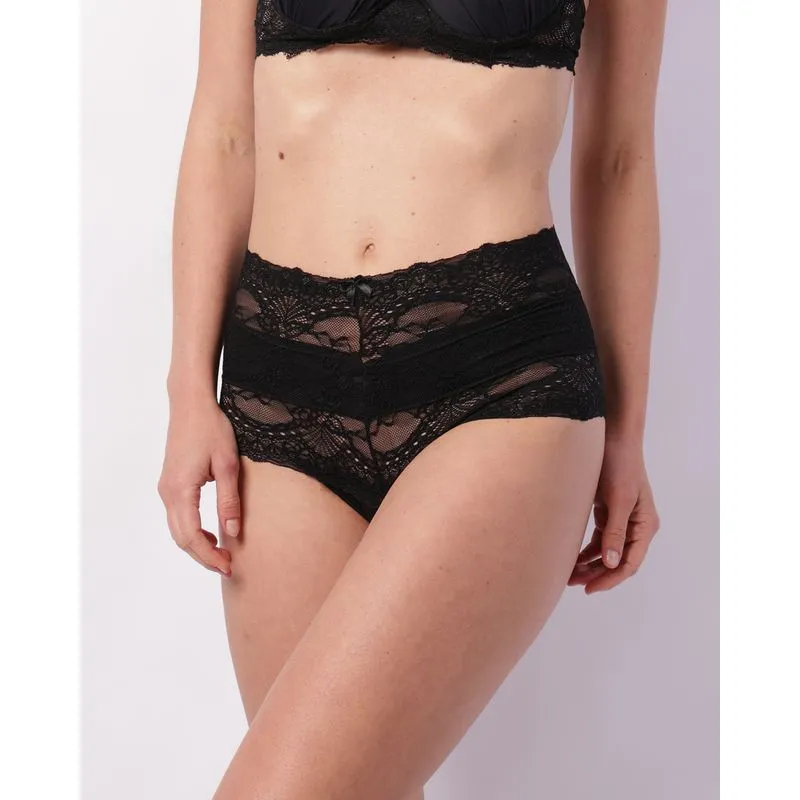 Calcinha Feminina Caleçon Renda com Lacinho Preta GG