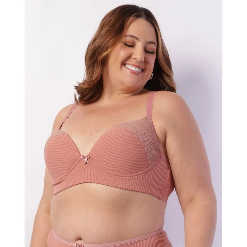 Sutiã Plus Size Feminino com Base e Bojo Renda Rosa 50