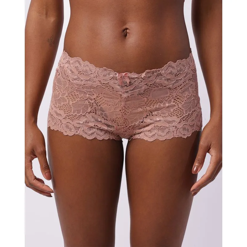 Calcinha Feminina Caleçon Renda com Lacinho Rosa GG