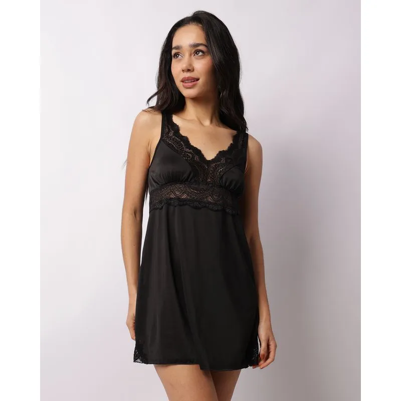 Camisola Feminina Liganete Alcinha Com Renda Preta G