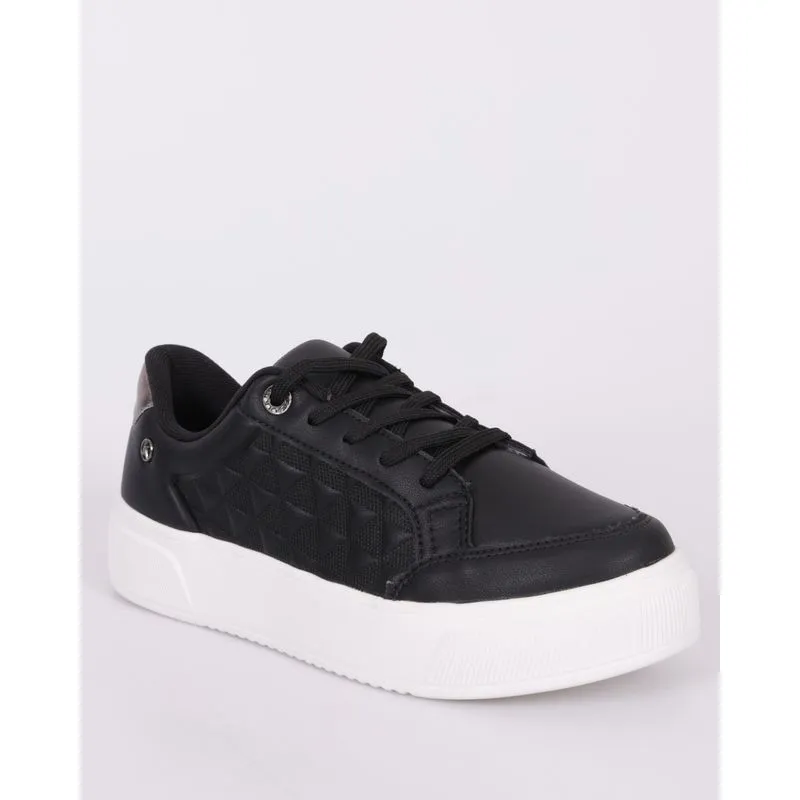 Tênis Feminino Casual Kolosh Texturizado Recorte Metalizado Preto 39