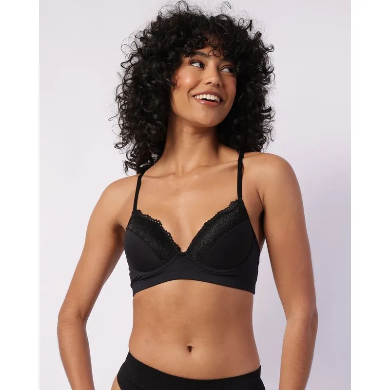 Sutiã Feminino com Base Bojo com Renda Preto 44