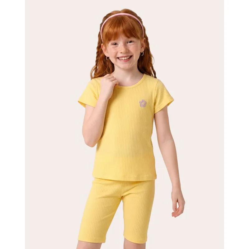 Conjunto Infantil Texturizado com Aplique Amarelo 8