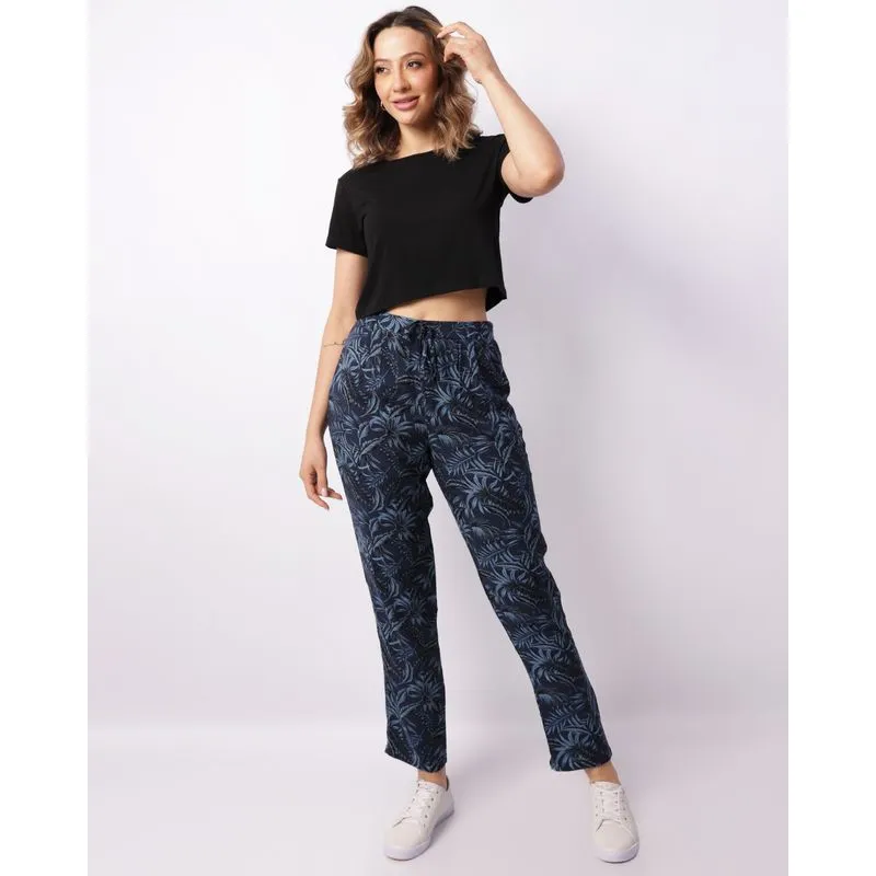 Calça Feminina Berry & Co. Viscose Estampada Marinho G
