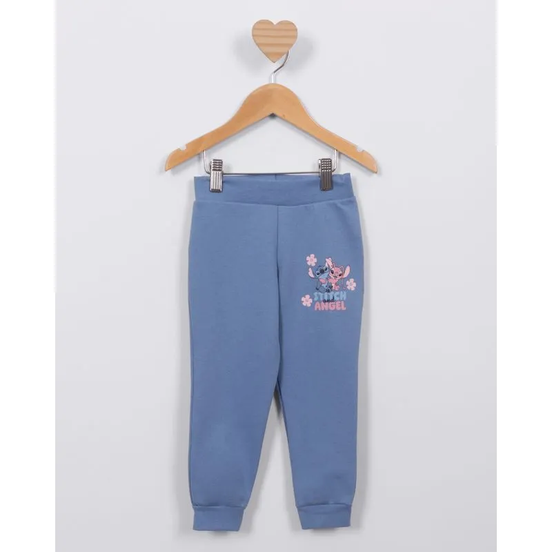 Calça Bebê Jogger Moletinho Disney Stitch & Angel Azul 1