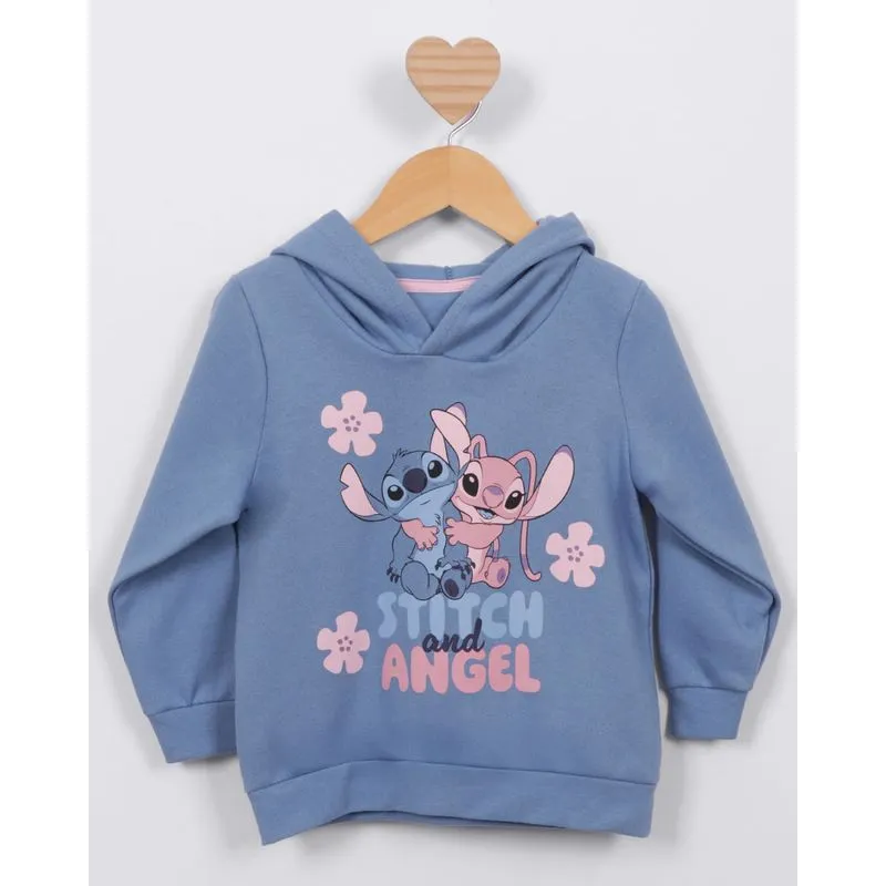 Blusão Moletom Bebê Disney Stitch E Angel Com Capuz Azul 1