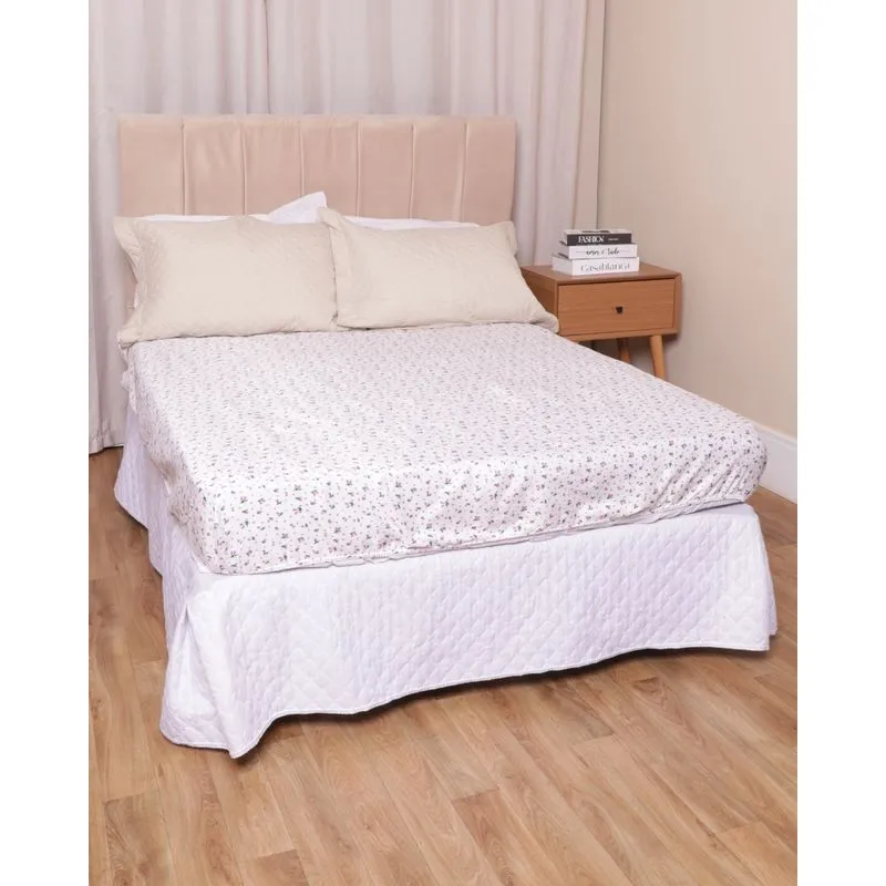 Lençol Avulso Casal Com Elastico Arte & Cazza Estampado Branco UN