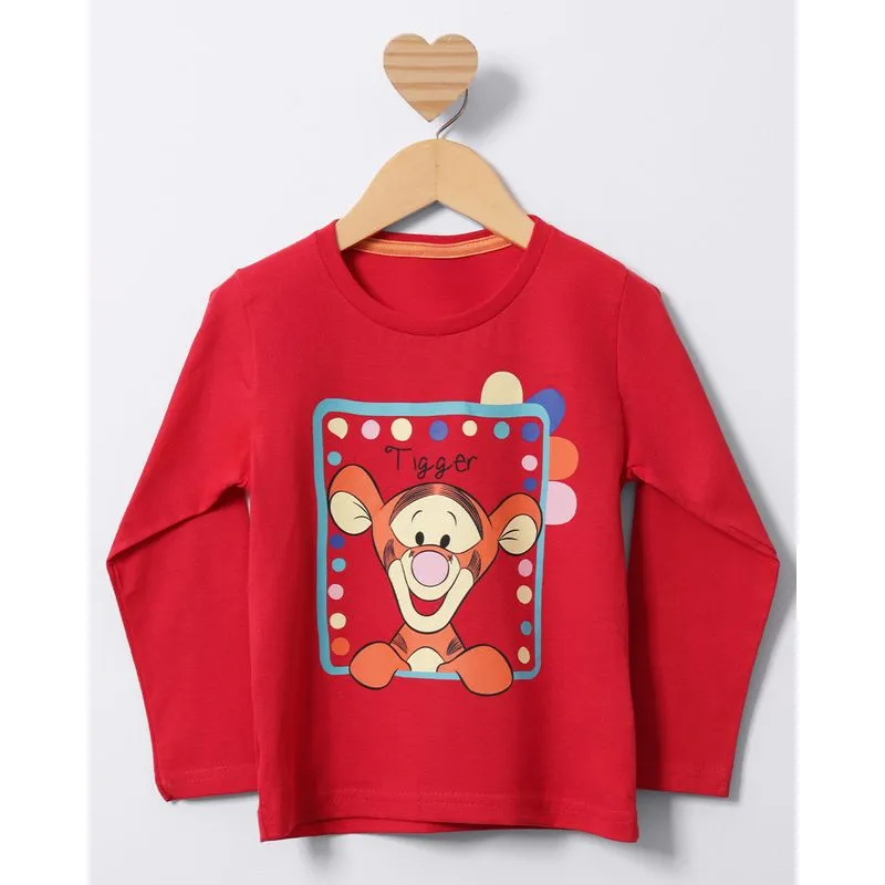 Camiseta Bebê Disney Tigrão Ursinho Pooh Manga Longa Vermelha 1
