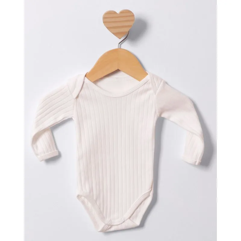Body Bebê Manga Longa Canelado Off White P