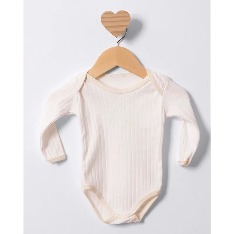 Body Bebê Manga Longa Canelado Off White G