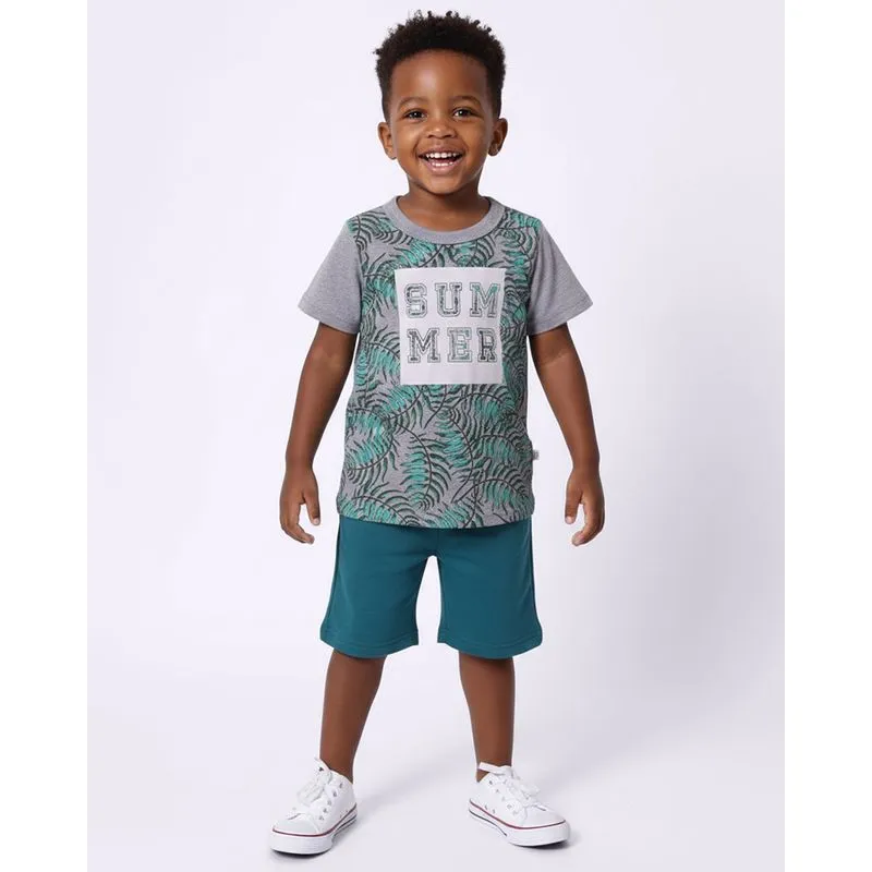 Conjunto Bebê Curto Estampa Summer Cinza 1