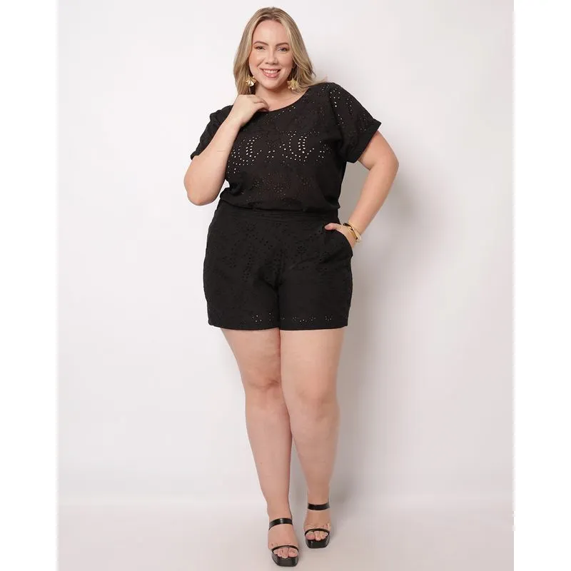 Short Plus Size Feminino Berry & Co. Laise Preto G1